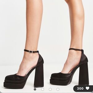 Raid - Black Satin Platform Pumps - Size 10